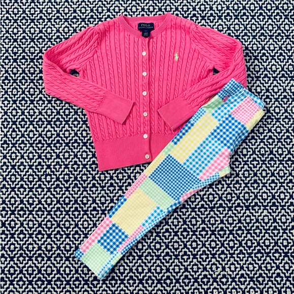 Polo Ralph Lauren Pink Mini Cable Cardigan Sweater - Picture 3 of 3